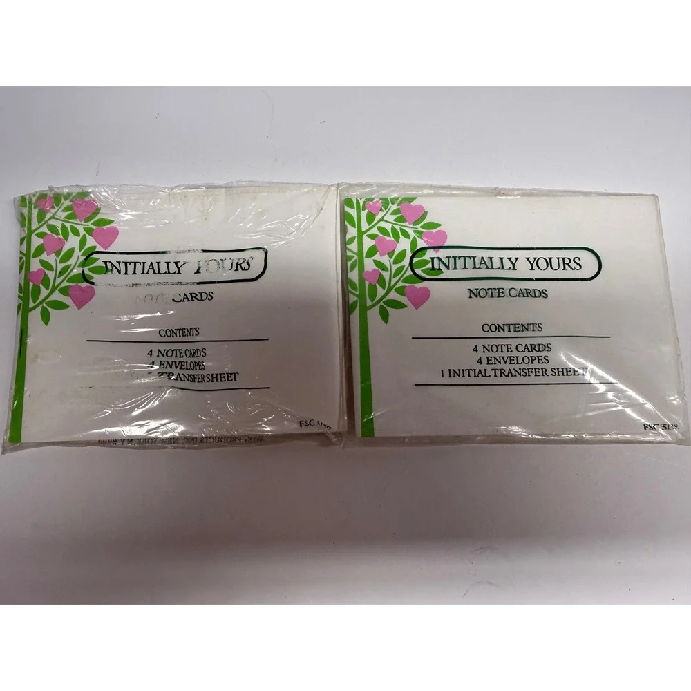 Vintage Avon Initially Yours Note Cards 2 Packs Heart Tree Monogram Transfers